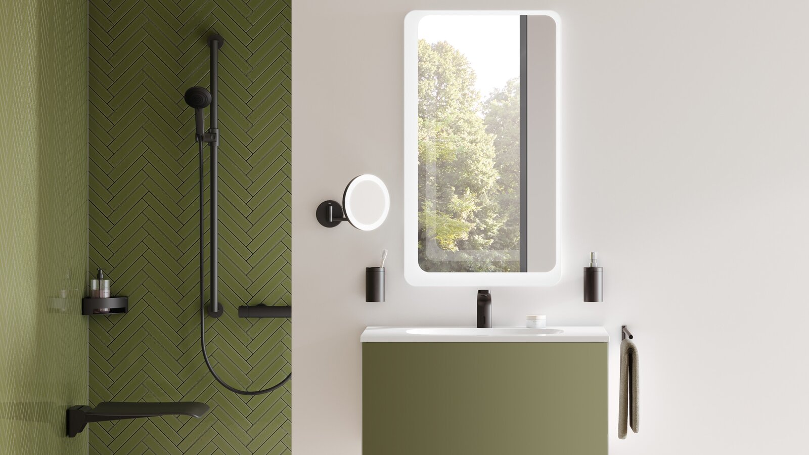 HEWI Waschtisch und Dusche in System 900 Waschtisch- und Duschbereich