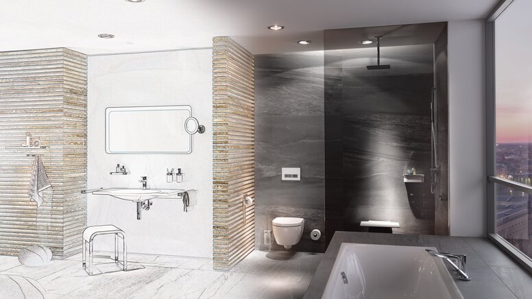 Bad HEWI System 800 Bad ausgestattet mit barrierefreien Produkten und Accessoires