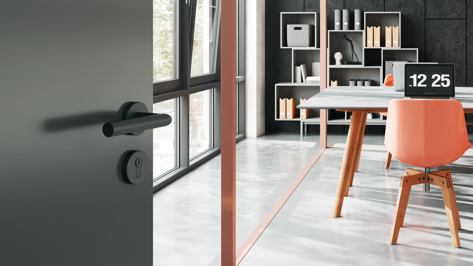 HEWI deurkruk zwart mat Deurgreep sleutelrozet in de kleur zwart mat gemaakt van polyamide