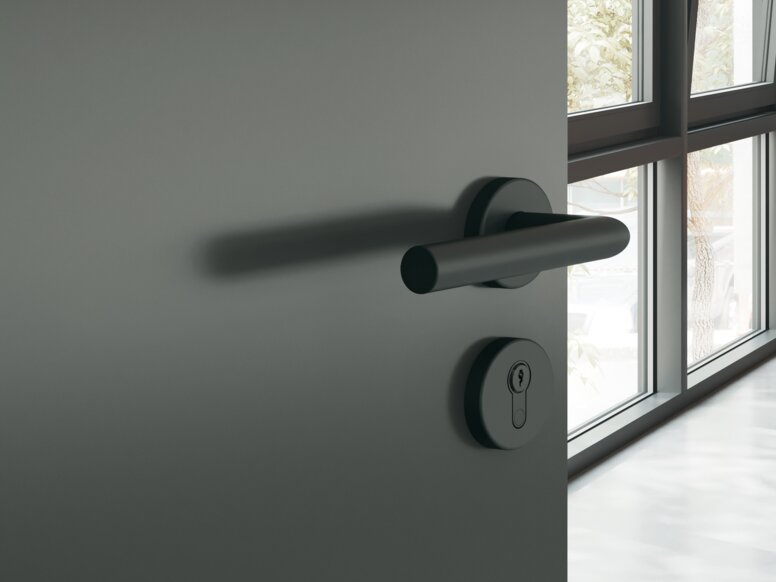 HEWI Türdrücker Schwarz matt Türdrücker-Schlüsselrosette in der Farbe Schwarz matt aus Polyamid