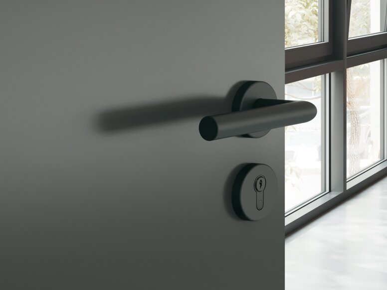 HEWI lever handle black matt Door handle key escutcheon in the colour black matt made of polyamide