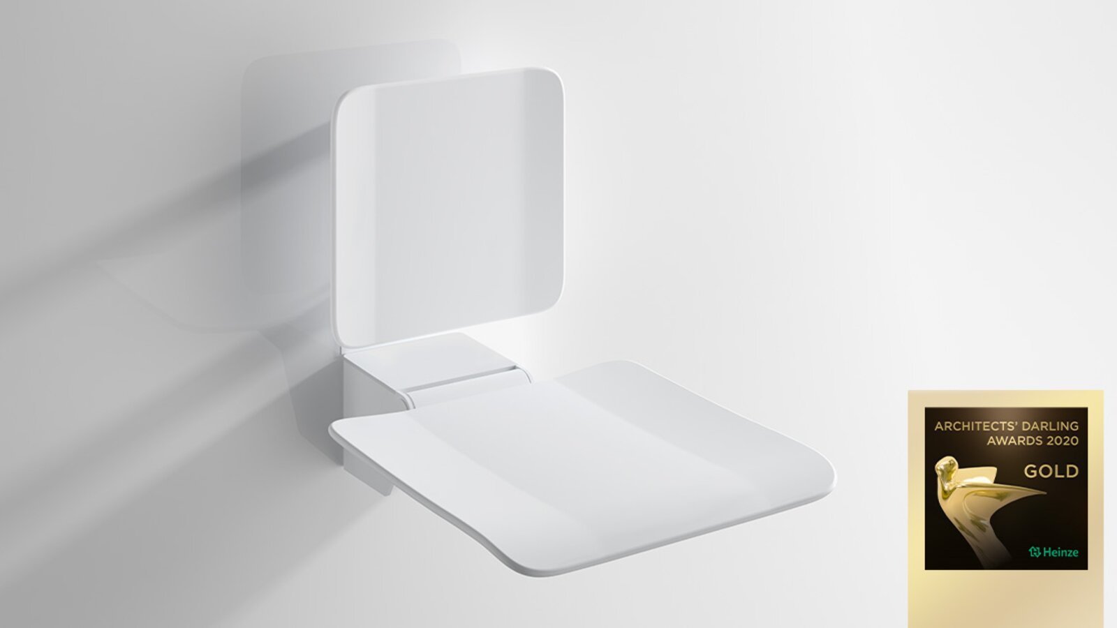 HEWI Folding seat white matt Architects Darling Folding seat in matt white colour