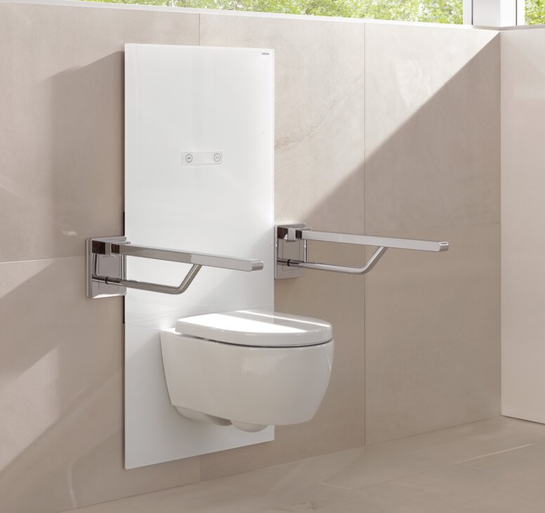 HEWI WC-Modul s50 Höhenverstellbares WC-Modul mit Stützklappgriff