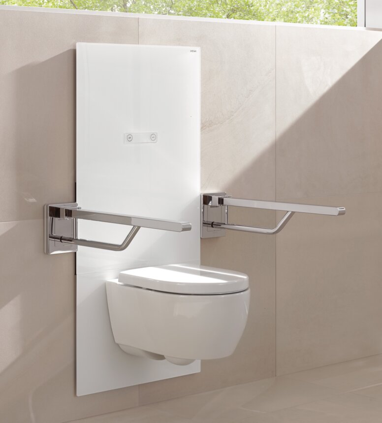 HEWI WC-Modul s50 Höhenverstellbares WC-Modul mit Stützklappgriff