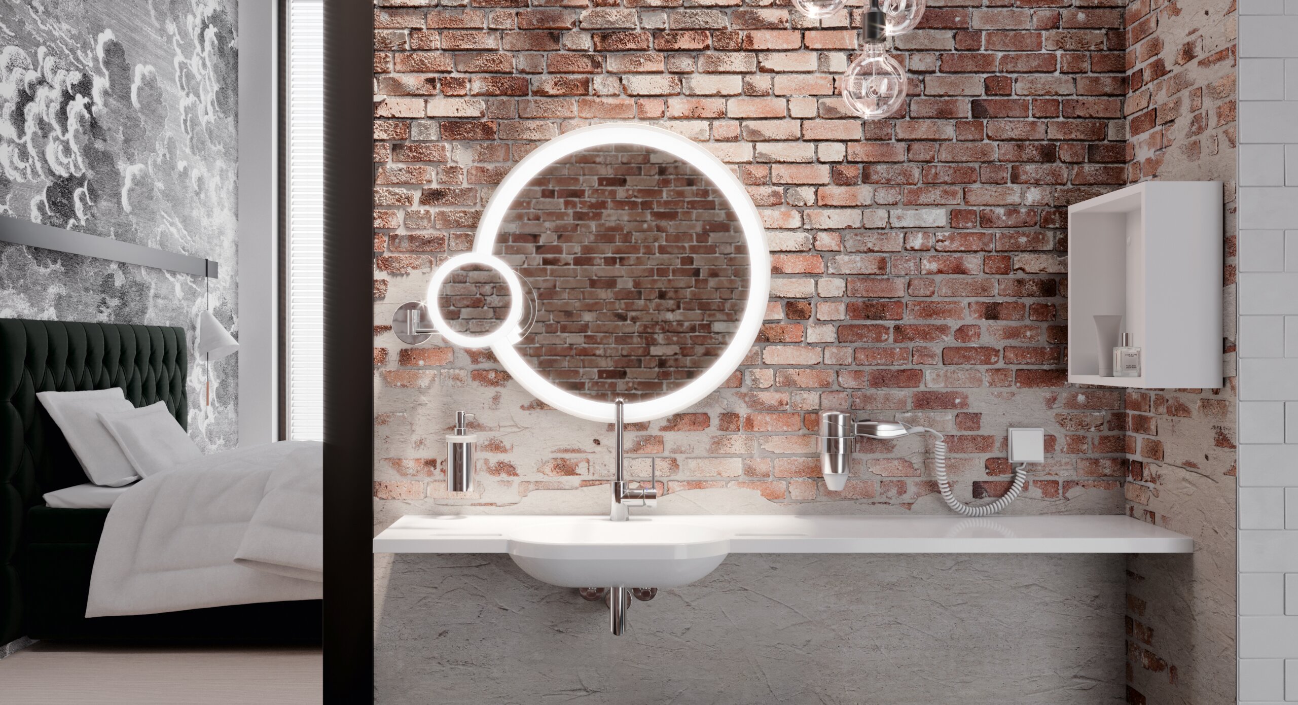 HEWI washbasin system 900 chrome Hotel bathroom vanity unit System 900 chrome