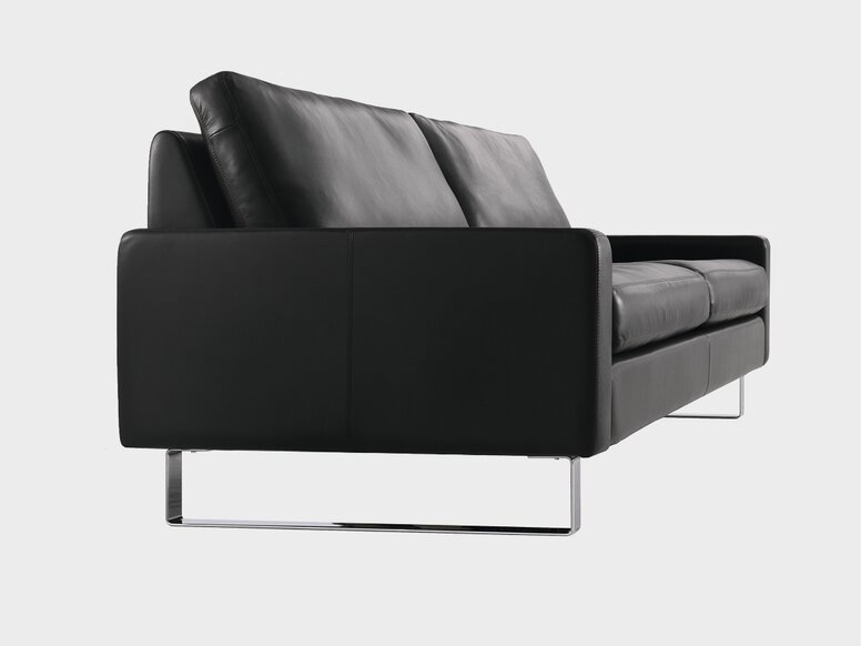 Design Original Cor Dark brown leather sofa with chrome-plated feet