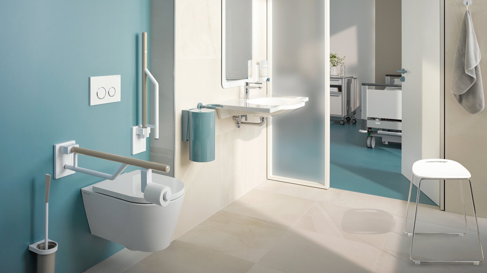 HEWI barrier-free bathroom system 800K Barrier-free bathroom in System 800K