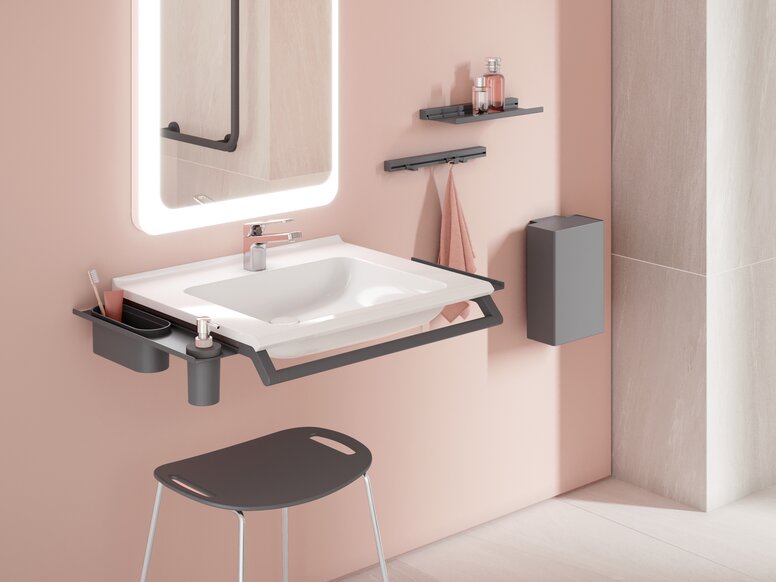 HEWI Waschtisch System 900 pulverbeschichtet dunkelgrau Waschtisch System 900 pulverbeschichtet dunkelgrau