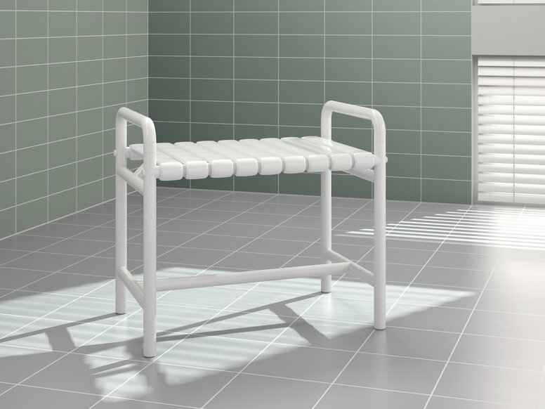 HEWI Adiposity bench seat Signal white Adiposity bench in the colour signal white made of polyamide