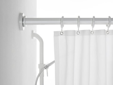 Suicide-preventing shower rail and shower curtain