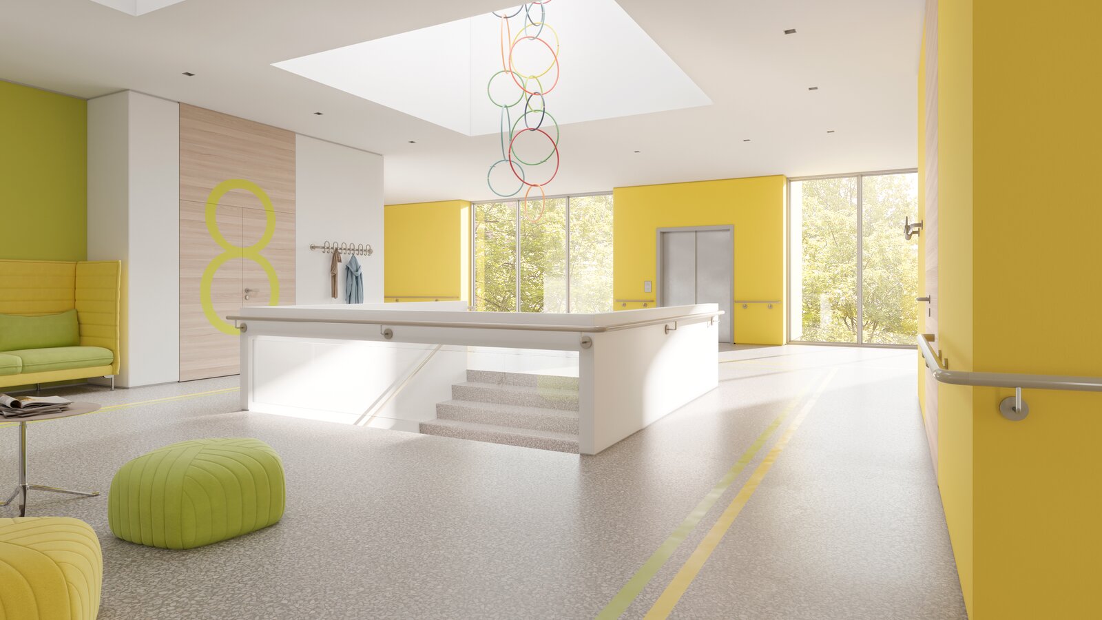 Openbare schoolgebouwen HEWI Openbaar gebouw in gele kleuren