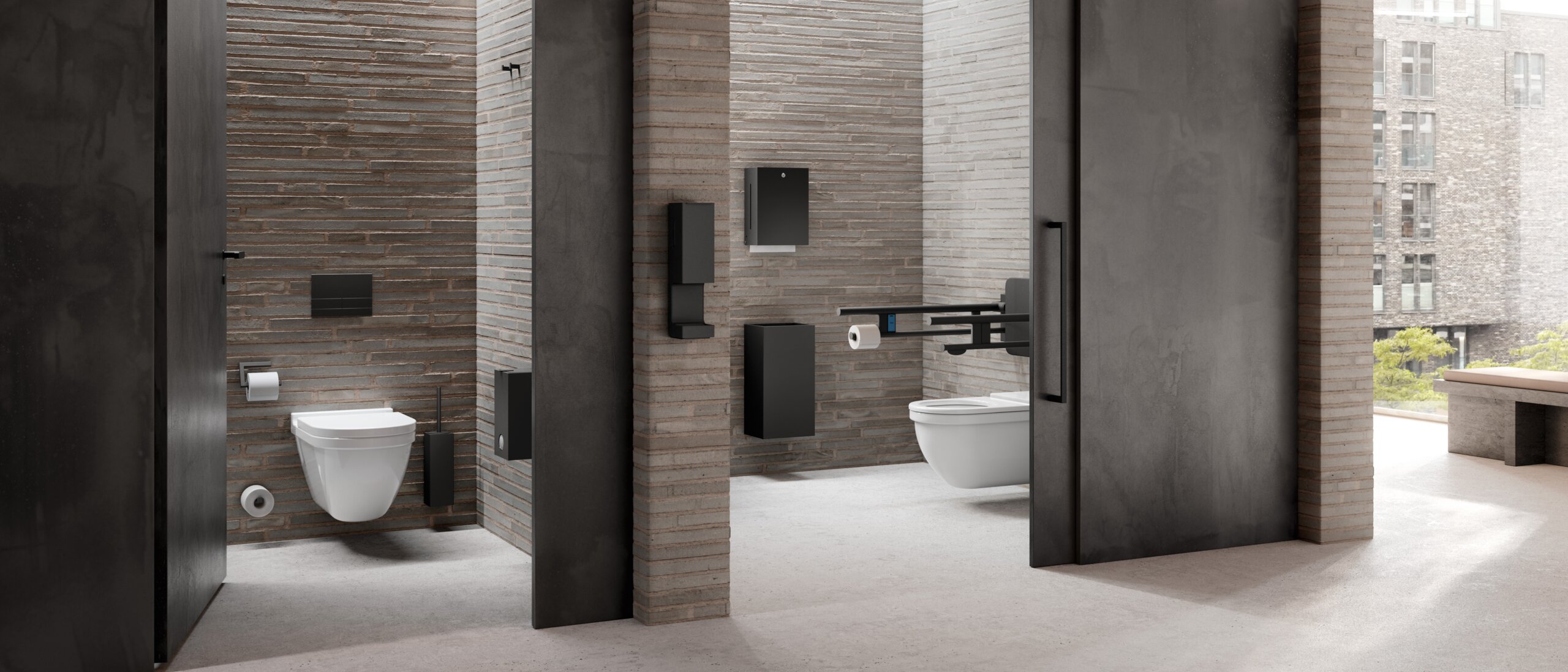 HEWI referentie WC-cabine in een openbaar gebouw