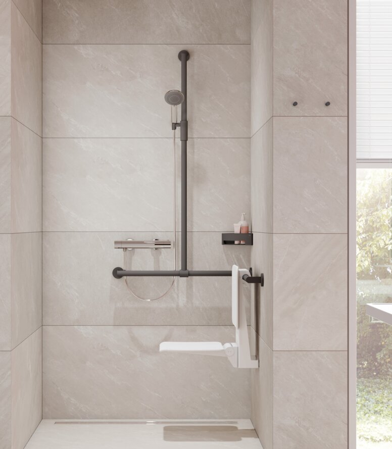 HEWI Magnetbrausehalter Duschbereich ausgestattet mit einem stufenlos verstellbaren Magnetbrausehalter