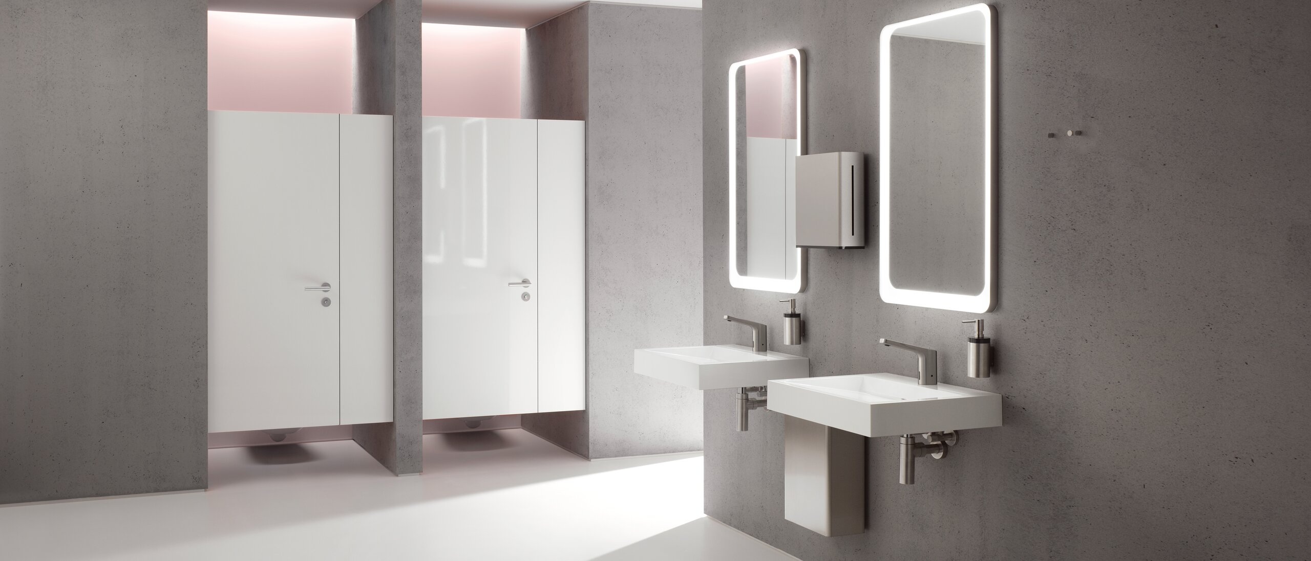 HEWI public WC stainless steel matt Public WC equipped with HEWI System 162 in satin stainless steel